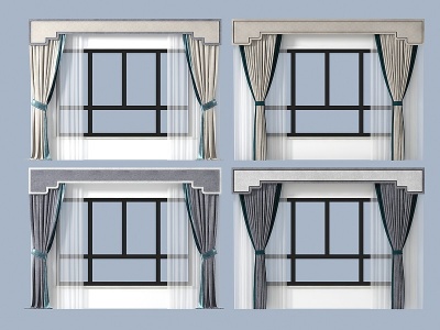 3d现代窗帘组合模型