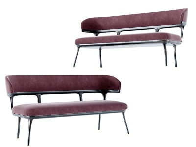 3d现代室外多人沙发凳模型