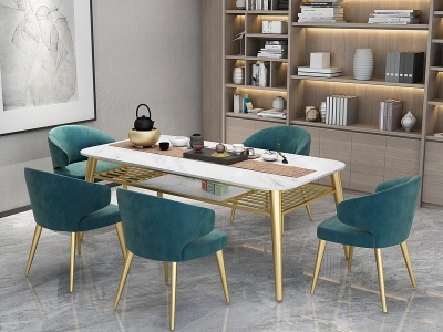 现代餐桌椅茶室模型3d模型