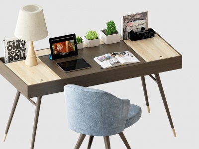 北欧书桌椅组合3d模型