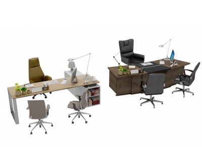 3d现代办公桌椅模型