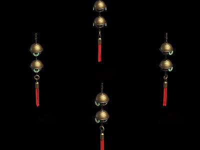 中式铃铛挂件玉佩挂饰模型