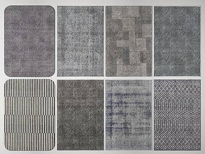现代黑白灰地毯组合3d模型