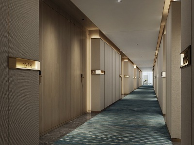 新中式酒店走廊3d模型