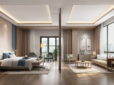新中式酒店套房3d模型