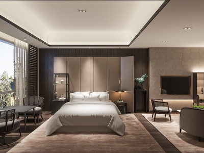 中式酒店客房模型3d模型