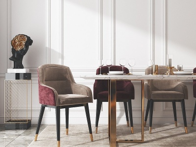 现代餐桌椅吊灯模型3d模型