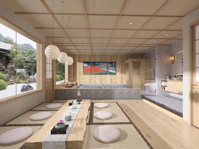 日式酒店禅室茶室模型3d模型