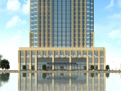 3d现代商务酒店办公楼模型
