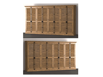 3d现代纯木衣柜模型