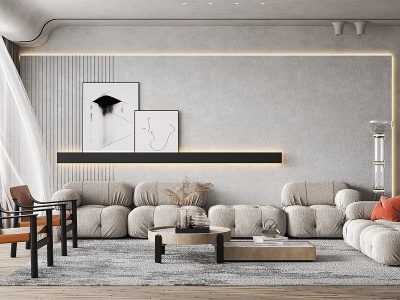 现代诧寂客厅3d模型