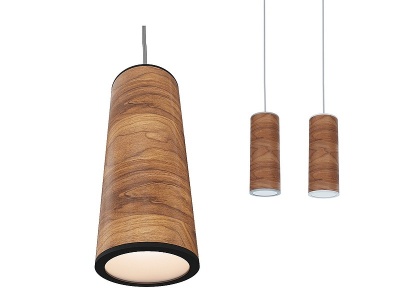 3d现代木纹条状管吊灯模型