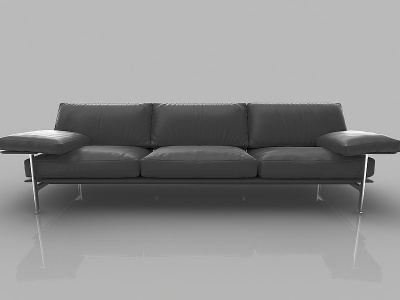 3d黑色三人沙发模型