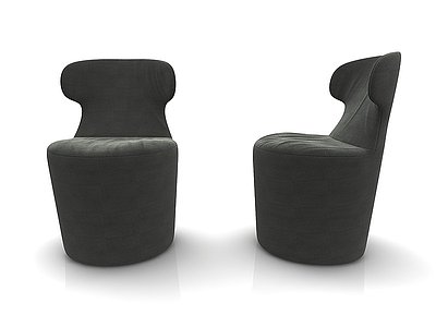 3d现代风格黑色单人沙发模型