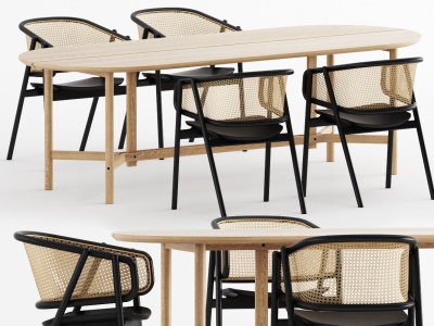 3d侘寂风餐桌椅模型