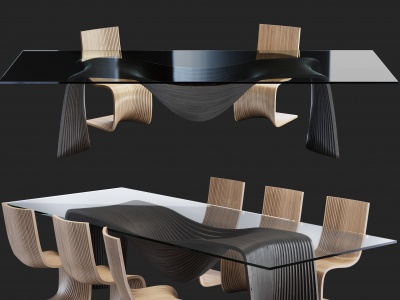 3d北欧实木餐桌椅模型
