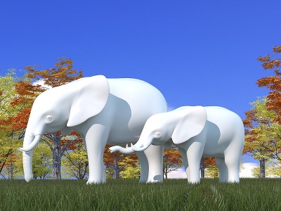 现代艺术雕塑小品大象模型3d模型