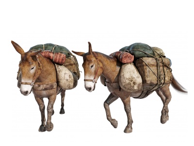 现代西部牛仔骡马驴模型