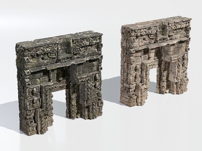 古代城市废墟建筑3d模型
