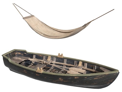 3d现代吊床木船模型