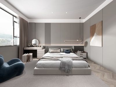 现代风格的卧室3d模型