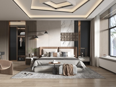 现代家居卧室3d模型