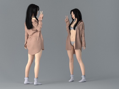 现代衬衣女人3d模型