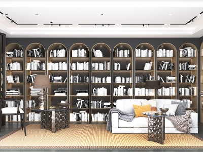 3d后现代书房模型