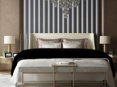 现代卧室大床3d模型