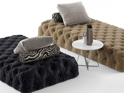 现代布艺沙发长凳模型3d模型