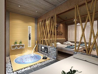 3d新中式民宿酒店设计模型