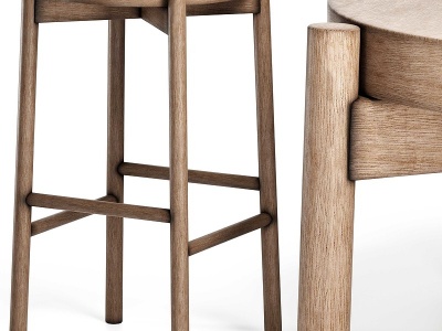 3d现代实木吧椅V模型