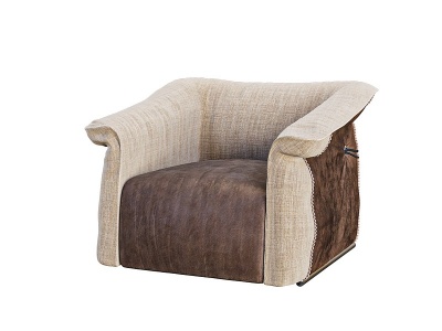 3d现代棉麻布艺单椅沙发模型