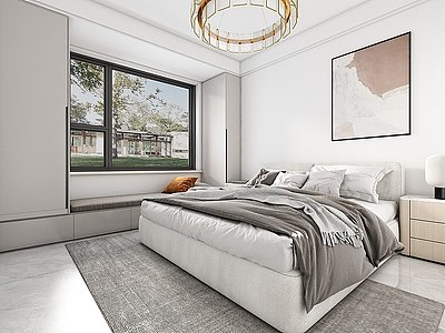 3d现代卧室大床模型