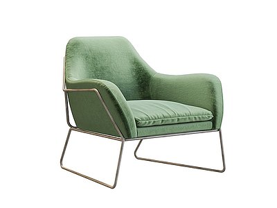 3d现代简约铁艺绿单椅模型