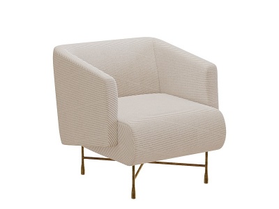 3d侘寂风布艺单椅沙发椅模型