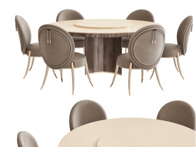 现代圆形餐桌椅模型