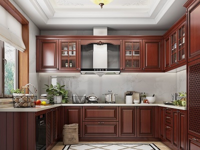 3d欧式古典厨房橱柜模型