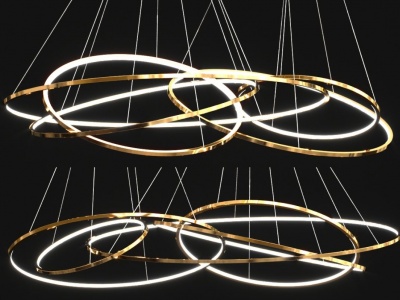 3d现代金属led吊灯模型
