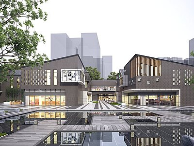 3d新中式商业街模型