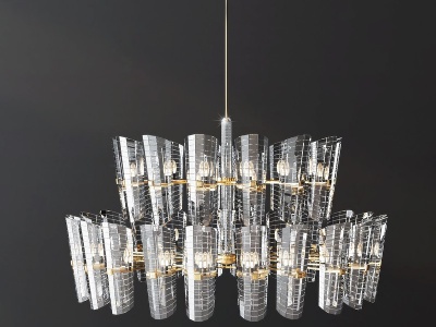 现代轻奢金属玻璃吊灯模型