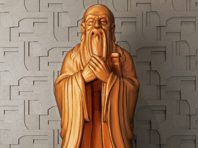 中式孔子古代雕像模型