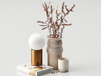 3d现代干枝装饰花瓶模型