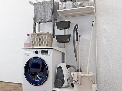 3d现代阳台洗衣机模型