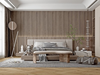 3d现代侘寂风卧室模型
