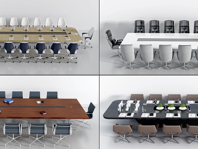 现代会议桌组合模型3d模型