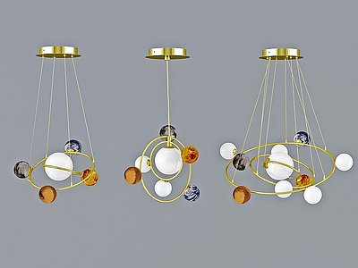 北欧流浪星球星系吊灯组合模型