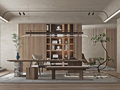 3d现代侘寂风茶室模型
