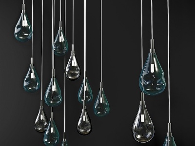 3d现代水滴玻璃吊灯模型