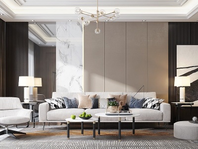 现代客厅沙发茶几组合模型3d模型